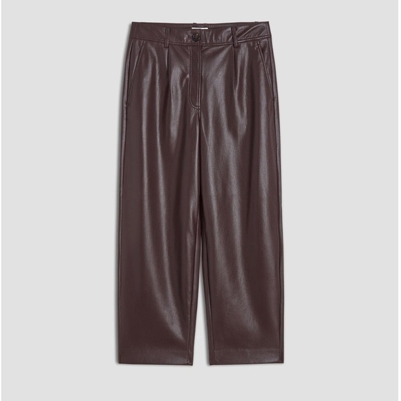 The Reset | R Label Slouchy Vegan Leather Trouser in Chocolate Burgundy Size S - Picture 4 of 17